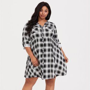 MINI CHALLIS BUTTON-FRONT SHIRT DRESS - TORRID